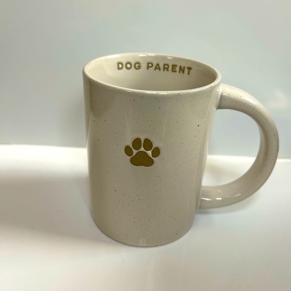 NEW!! Embossed “Dog Parent” Stoneware Mug With Paw Motif-(NWT)